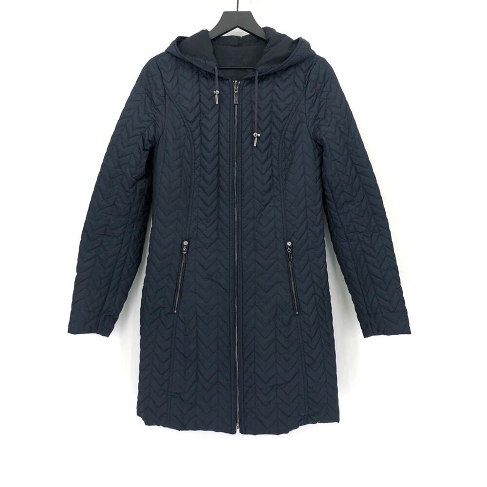 LAUNDRY By Shelli Segal Reversible Quilted Jacket Navy Blue S